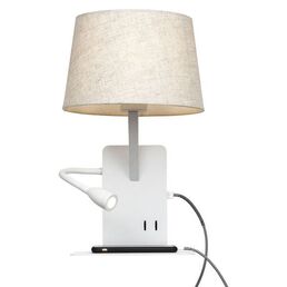 Бра на гибкой ножке с вилкой с подсветкой для чтения с полкой и USB Loft It Station LOFT9993-WH
