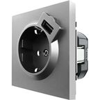 Розетка USB встраиваемая Lezard Zima с заземлением цвет серый матовый