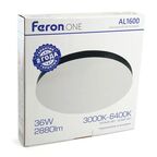 Светильник настенно-потолочный светодиодный Feron AL1600 36 Вт 12 м² регулируемый белый свет цвет черный