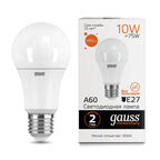 Светодиодная лампа Gauss LED Elementary A60 10W E27 3000K 1/10/50