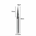 Фреза спиральная двухзаходная конусная сферическая XCAN 0,25х15х3,175х40 мм, покрытие TiALN