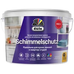 Краска для внутренних покрытий моющаяся Dufa Schimmel Schutz Б3 полуматовая цвет прозрачный база С 9 л