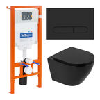 Комплект унитаз с инсталляцией BelBagno Colorato BB062CHR-MB/BB062SC-MB/BB002-80/BB007-PR-NERO.M безободковый, микролифт, черный