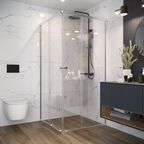 Душевой уголок Domani-Spa Cube квадратный 90x90 см светло-серый профиль прозрачное стекло раздвижной