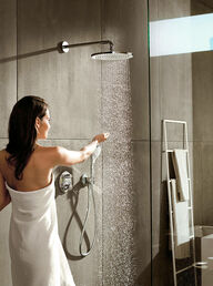 Смеситель для ванны или для душа Hansgrohe  Ecostat S 15758000 хром термостат для душа (внешняя часть)