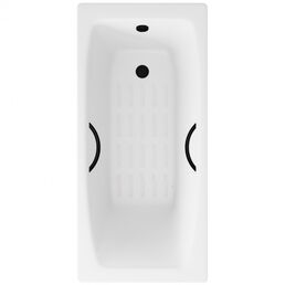 Чугунная ванна Delice Repos Comfort 170х70 с черными матовыми ручками и антискользящим покрытием, без ножек