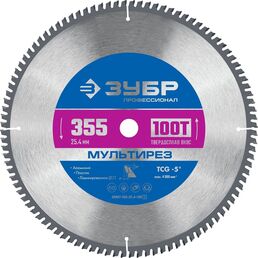 Пильный диск по алюминию ЗУБР Мультирез 36907-355-25.4-100_z01