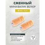 Мини-валик велюровый сменный 60 мм, 2 шт, для работ со всеми типами лаков и красок