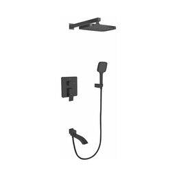 Душевой комплект Rose R1535H с изливом для ванны, черный