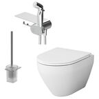 Набор: подвесной унитаз с гигиеническим душем Am.Pm Spirit V2.0 CK70H1003W безободковый, с сиденьем микролифт, белый, хром