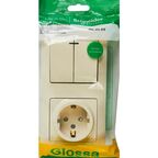 Блок выключатель с розеткой встраиваемый Systeme Electric Glossa 2 клавиши с заземлением со шторками цвет бежевый