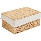 Корзина с крышкой для хранения 24x10.5x14 см бумага цвет бежевый 3 шт