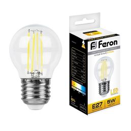 Лампочка светодиодная филаментная груша E27 5W 2700K 530lm Feron 25581