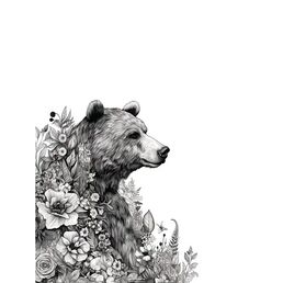 Постер Медведь в цветах 30x40 см