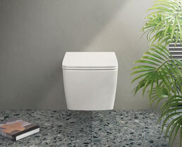 Комплект подвесного унитаза Vitra Metropole L-Box 9820B003-7201 с инсталляцией и кнопкой, сиденье микролифт