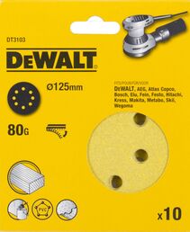 Шлифовальные круги DEWALT DT3103, 125 мм, 8 отверстий, 80G, 10 шт.