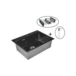 Кухонная мойка WISENT ws37050b с pvd покрытием (70x50 см) с раздвижным коландером и дозатором WS37050B/WGER019B/W405B/W302644B