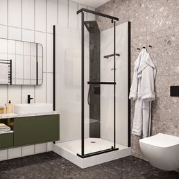 Душевая кабина Ceruttispa 90x90 MiMi90B стекло прозрачное, профиль черный