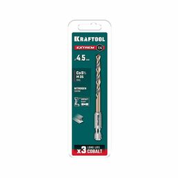 KRAFTOOL НЕХ-1/4 , d 4.5 х 87 мм, сверло по металлу для винтовёртов и шуруповертов IMPACT READY (29652-4.5)