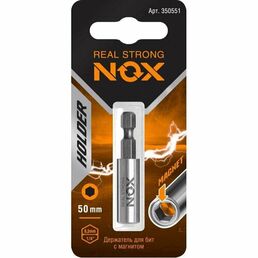 Адаптер для бит Nox, E6, 3х50 мм, магнитный, 1/4', 1 шт, блистер
