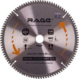Диск пильный по алюминию Rage 594505 100Т 255x30x2 мм