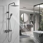 Душевая стойка Shevanik S3096T с изливом, с термостатом, оружейная сталь