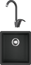 Комплект  Мойка кухонная Omoikiri Kata 40-U-BL черная + Смеситель Omoikiri Umi BL для кухонной мойки
