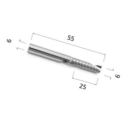 Фреза DJTOL AAY1LX6.25 спиральная однозаходная стружка вверх (по дереву, композиту (АКП), пластику)