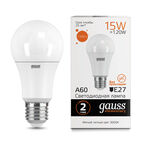 Светодиодная лампа Gauss LED Elementary A60 15W E27 3000K 1/10/50