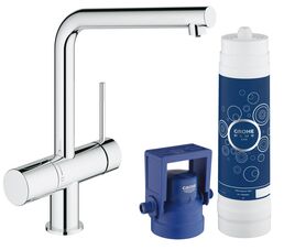 Комплект со смесителем для мойки GROHE Blue Minta New Pure (фильтрация, L-излив), хром (31345002)
