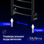 Полотенцесушитель электрический MyFrea MyMadrid 600х400 мм 62 Вт с терморегулятором черный