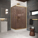 Душевой уголок Vegas-Glass ZA-F Protec 90x80 ZA-F Protec 90*80 03 05 профиль золото матовое, стекло бронза