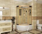 Душевая кабина Niagara Luxe 120x80 NG-7712GR поддон высокий, стекло прозрачное, профиль золото
