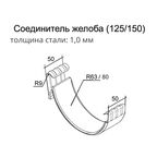 Соединение желоба Grand Line металлическое d125 мм красное вино RAL 3005
