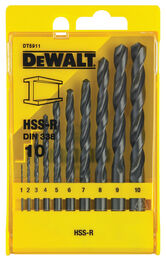 Набор сверл по металлу DEWALT DT5911, HSS-R, в пластиковой кассете, 10 шт.
