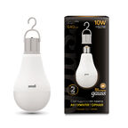 Лампа Gauss LED A60 10W E27 640lm 3000K с Li-Ion аккумулятором 1/10/60