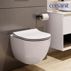 Унитаз подвесной Cersanit Brasko Smart безободковый с сиденьем дюропласт микролифт (64824)