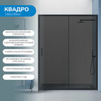 Душевая дверь в нишу 150х195 см. Квадро стекло тонированное, профиль черный