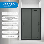 Душевая дверь в нишу 120х195 см. Квадро стекло тонированное, профиль черный