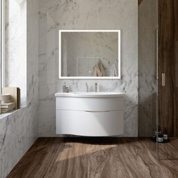 Мебель для ванной комнаты Kerama Marazzi Riva 100 см подвесная правая, 2 ящика, белая матовая