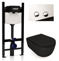 Комплект унитаз с инсталляцией Valsir KIT VSCR 7334NEMT Slim P4 + сиденье + кнопка хром глянцевый