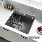 Многофункциональная кухонная мойка Esbano CASCADE-M 60 см оружейная сталь, с колландером