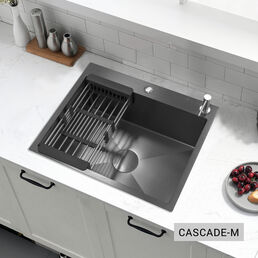 Многофункциональная кухонная мойка Esbano CASCADE-M 60 см оружейная сталь, с колландером