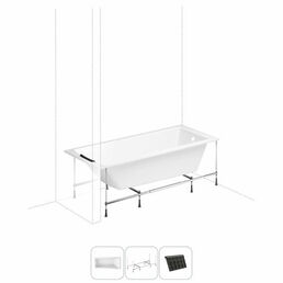 Акриловая ванна 150x70 с каркасом Lavinia Boho One S1-3701005P в наборе 3 в 1: прямоугольная ванна 150 x 70 см, каркас, подголовник