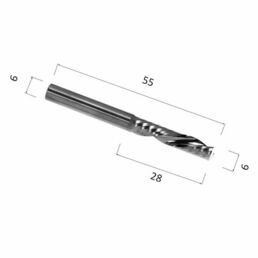 Фреза DJTOL N1LXD628 спиральная однозаходная стружка вниз (по дереву, композиту (АКП), пластику)