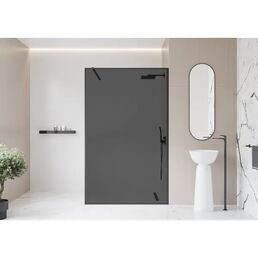 Душевая перегородка Март Walk-In 120x195 см тонированное стекло черный профиль