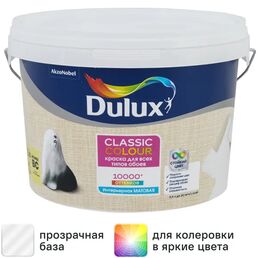 Краска для обоев Dulux Classic Colour матовая прозрачная база BC 2.25 л