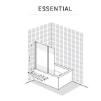 Ширма на ванну Sensea Essential поворотная 115x140 см шелкография профиль хром