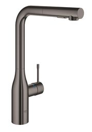Смеситель для мойки GROHE Essence New с выдвижным изливом, тёмный графит глянец (30270A00)