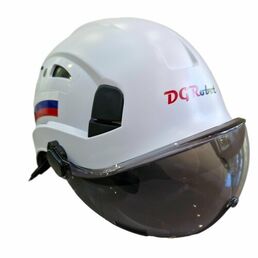 "DGRobot" - Защитный белый каскет-шлем с козырьком и вентиляцией